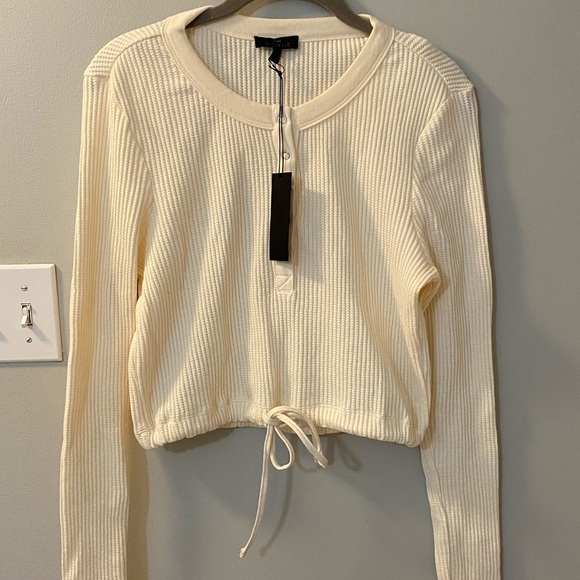 The Range Jumbo Stark Thermal Henley is cream. Waffle knit w/ snaps size small - Picture 3 of 7
